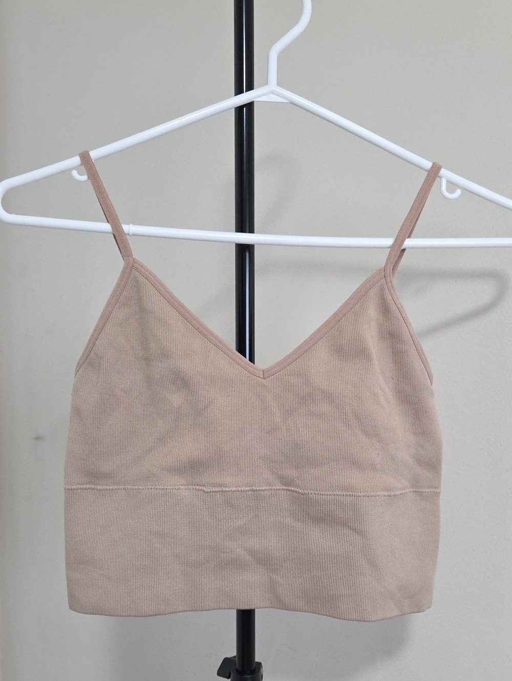 Dynamite Neutral Beige Ribbed V-Neck Cami